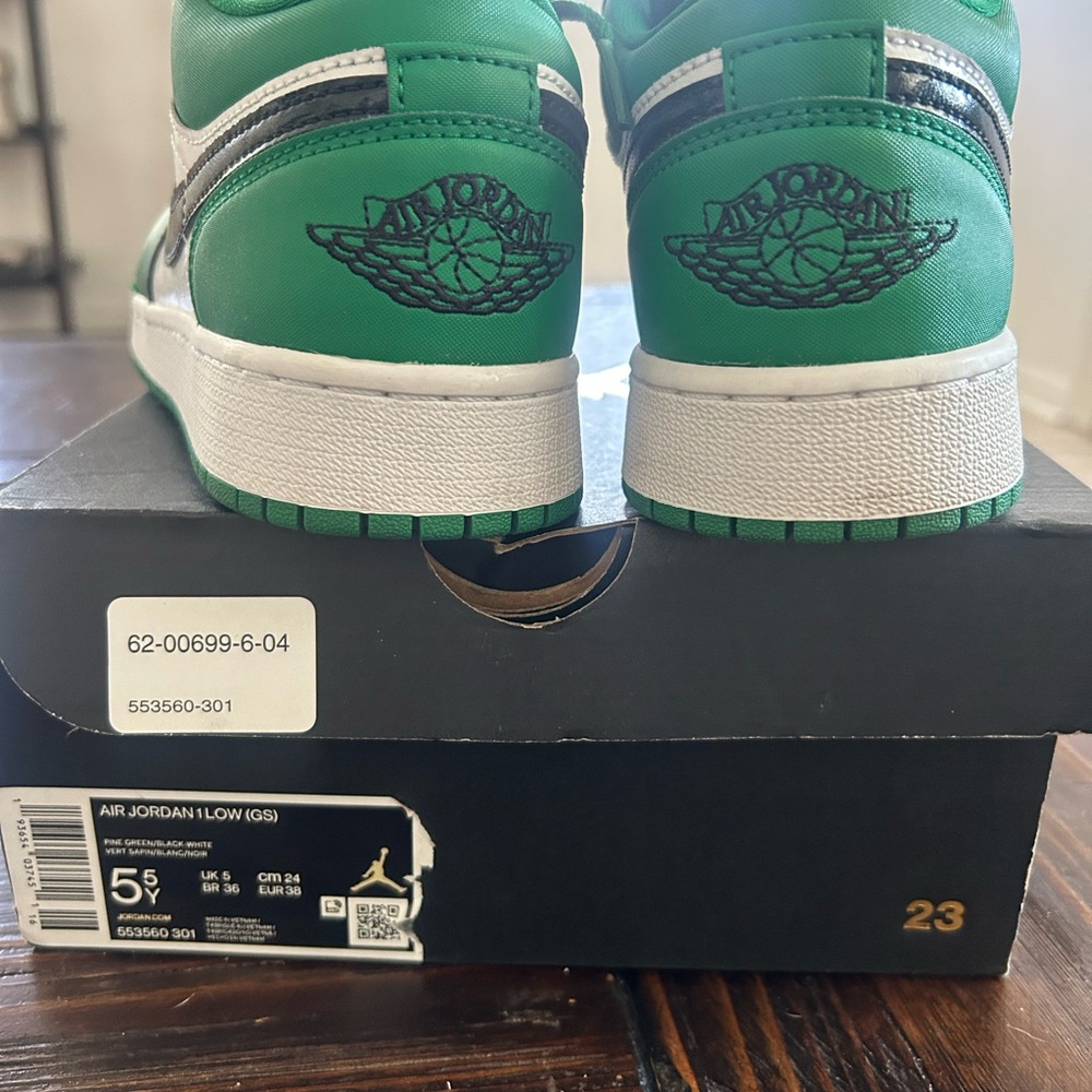 Nike Air Jordan Low Green and White Athletic Shoes